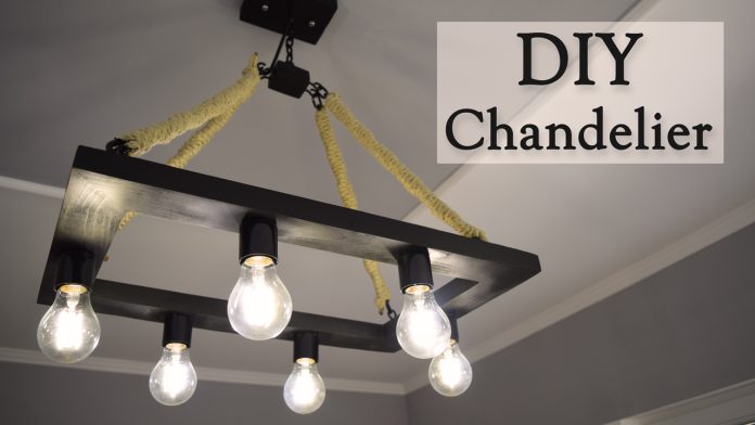 How to Make a Rustic Industrial Style Hemp Rope Chandelier DIY Project 0
