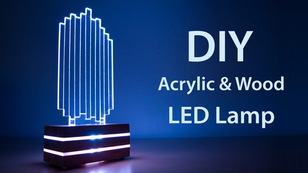 DIY Acrylic and Wood Color-Changing LED Lamp Featured