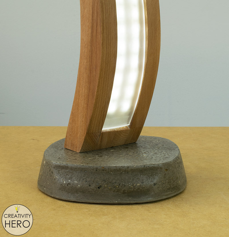 Curved Wood and Acrylic LED Desk Lamp with Concrete Base 31 - Bottom