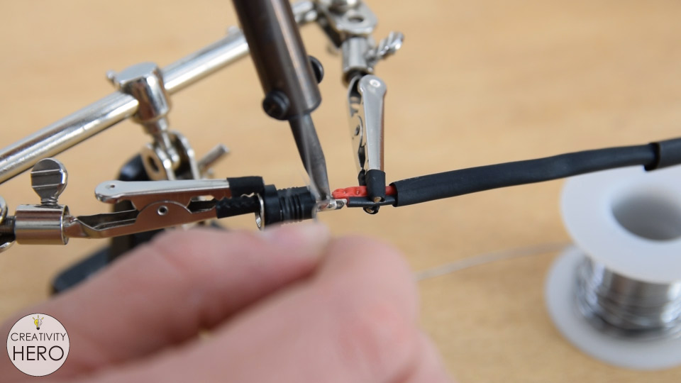 How to Make a FLOATING Faucet Fountain 6 - Soldering the wires onto the power jack